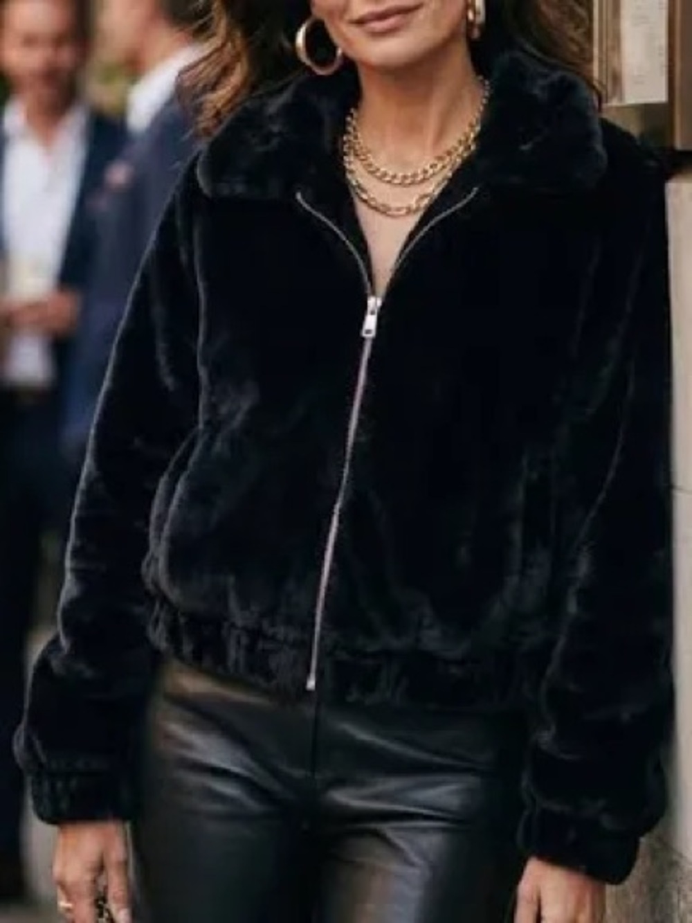 No Boundaries Black Faux Fur Zip-Front Teddy Jacket